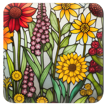 Stained Glass Folk Art Flower Garden Coasters