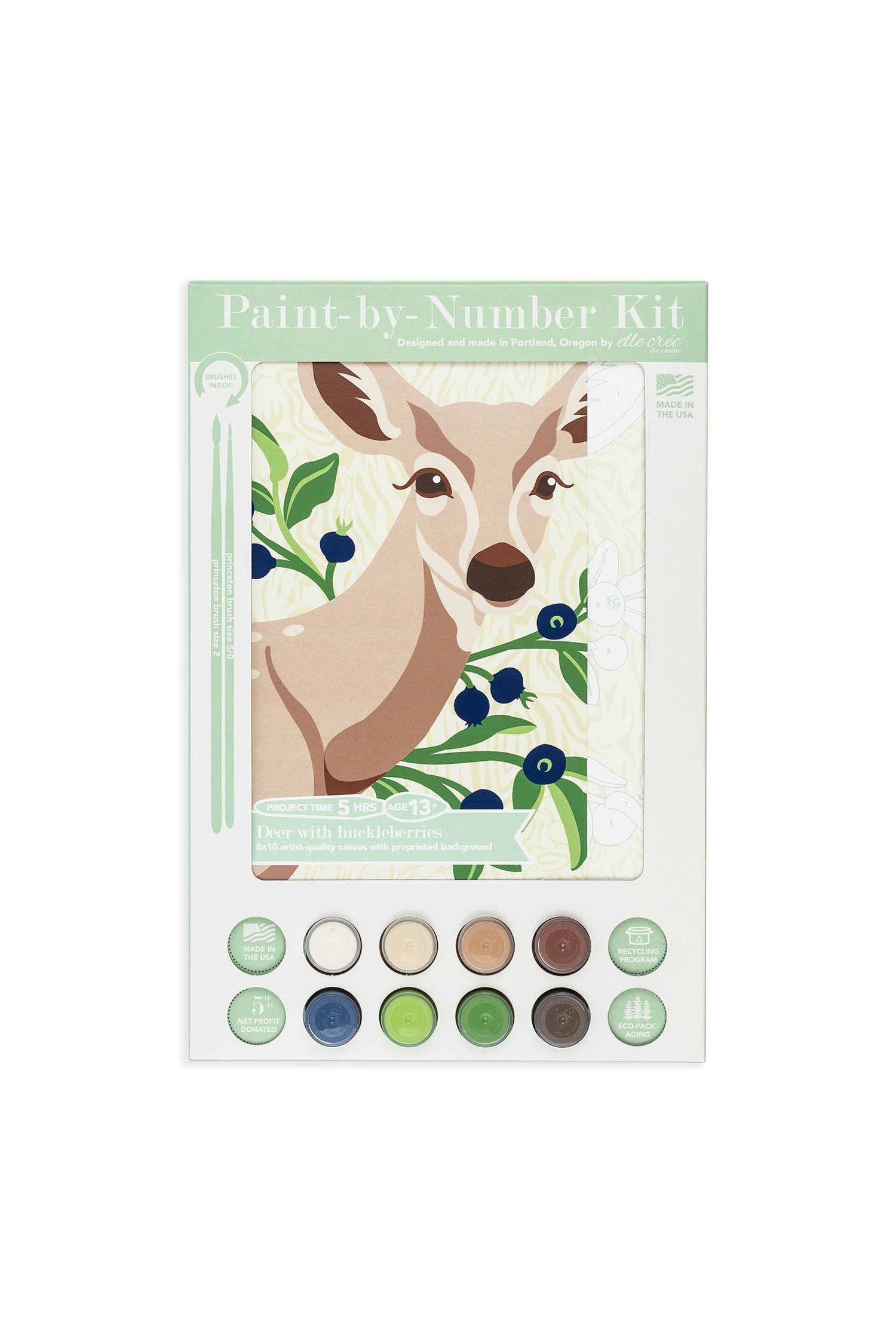 Deer with Huckleberries | 8x10 paint-by-number kit - Paint-by-Number Kit from Elle Crée