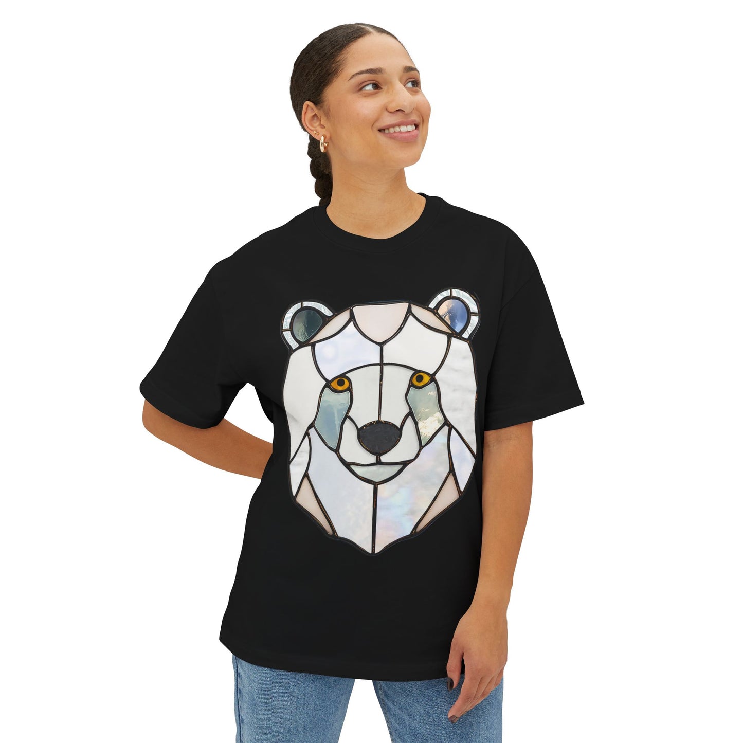 Stained Glass Polar Bear Oversized Tee Shirt