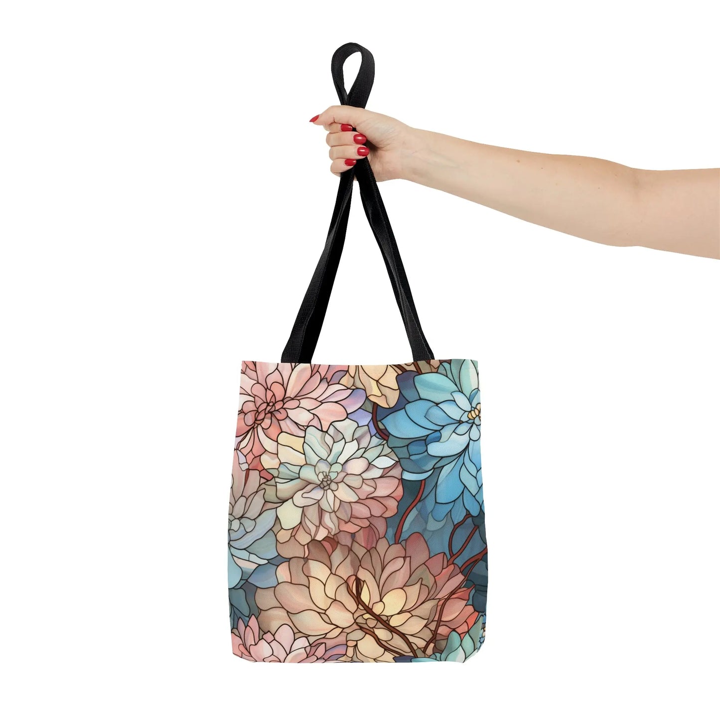 Stained Glass Flowers Tote Bag