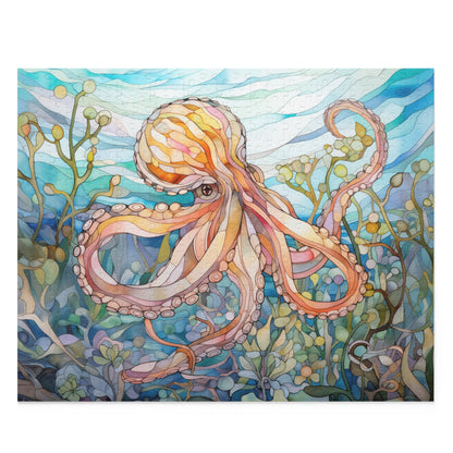 Stained Glass Octopus Jigsaw Puzzle