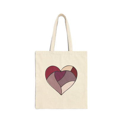 Stained Glass Heart Cotton Canvas Tote Bag