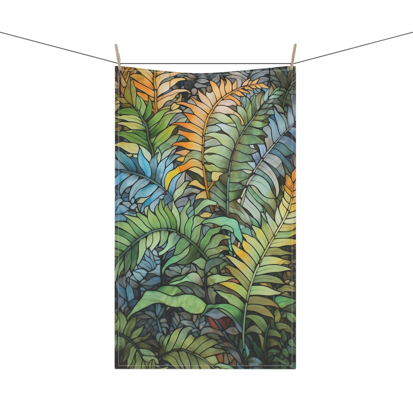 Stained Glass Ferns Kitchen Towel - 18x30"