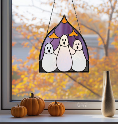 Three Ghosts Halloween Stained Glass Pattern