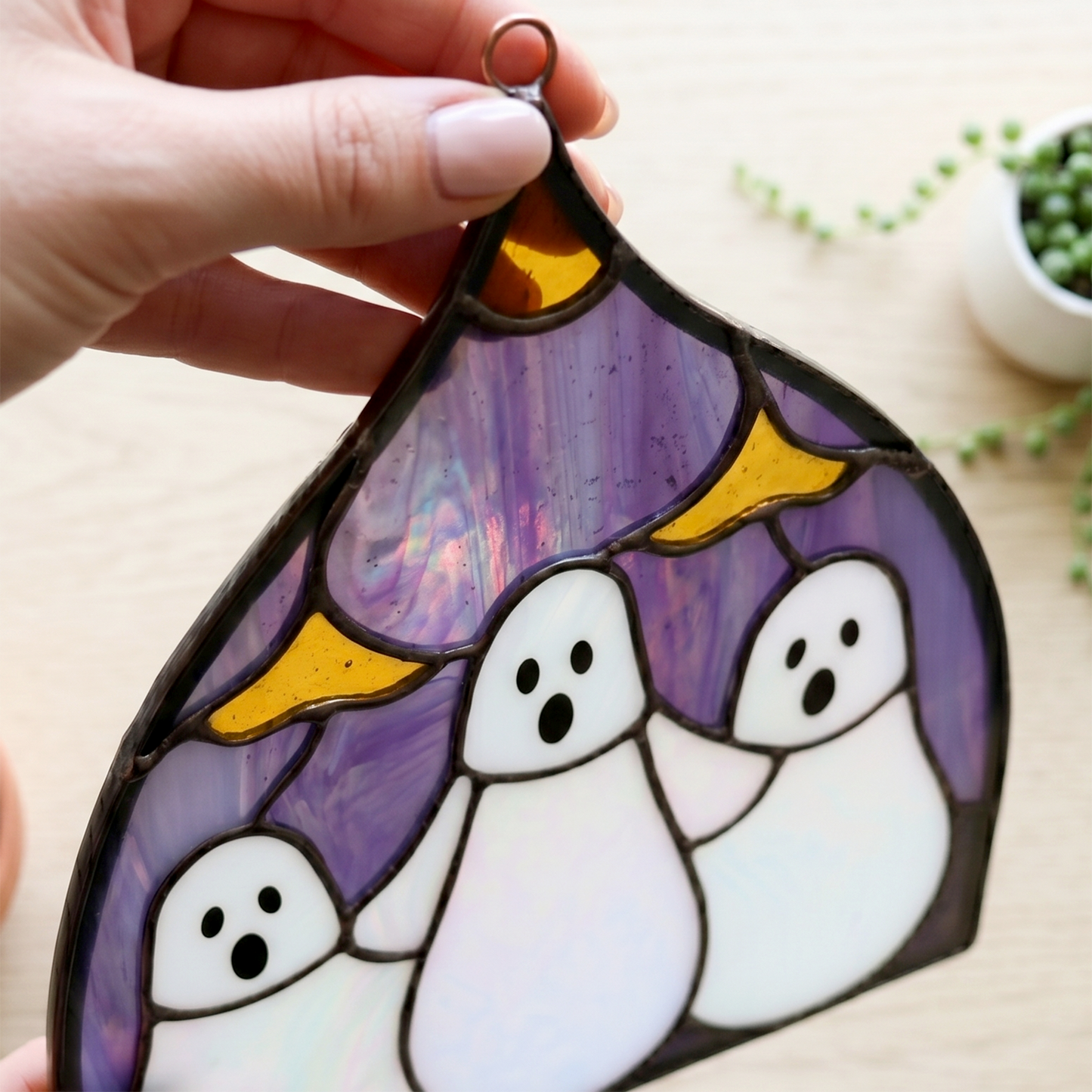 Three Ghosts Halloween Stained Glass Pattern