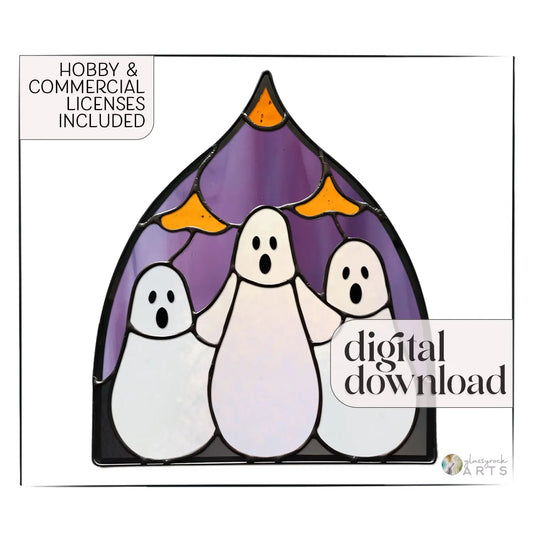 Three Ghosts Halloween Stained Glass Pattern