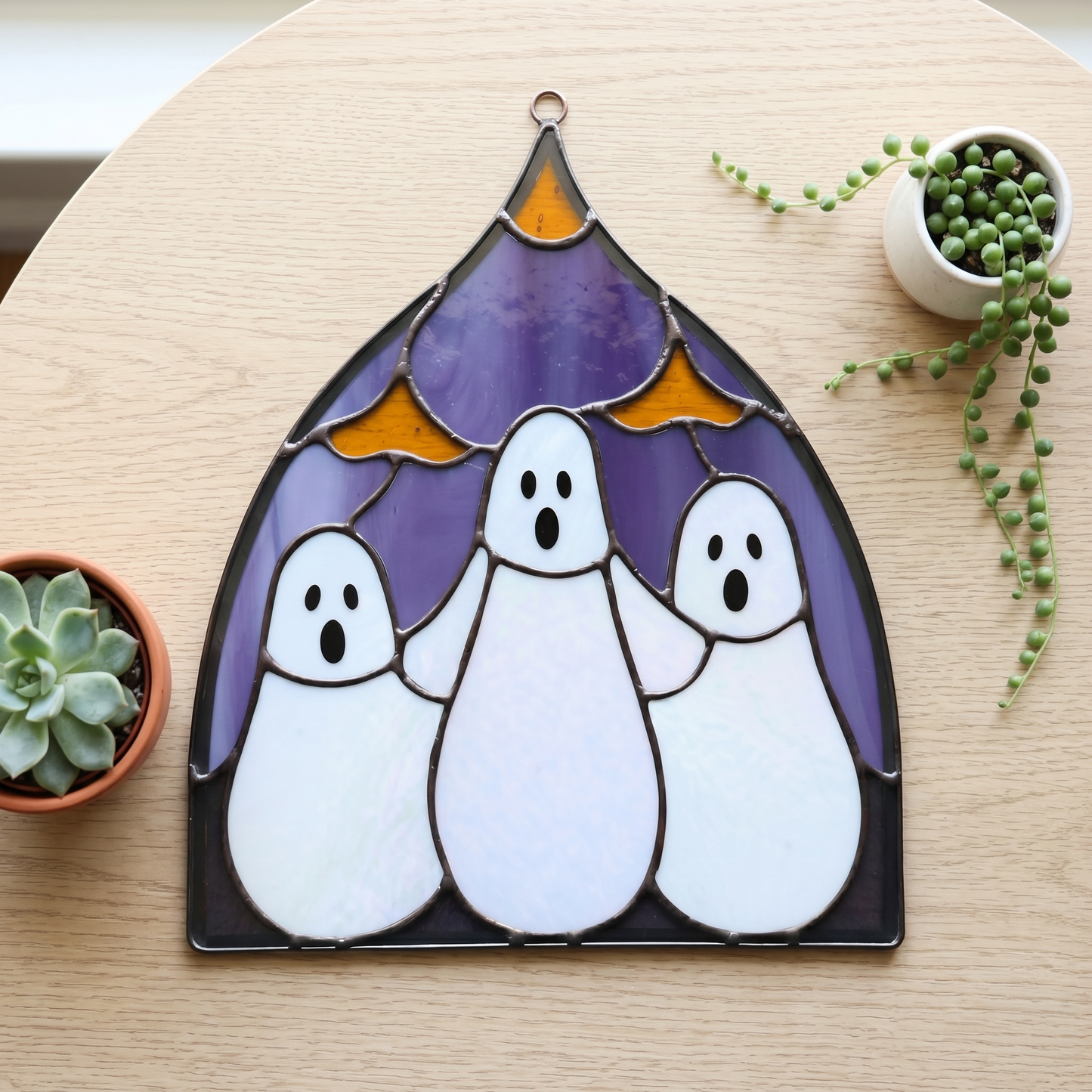 Three Ghosts Halloween Stained Glass Pattern