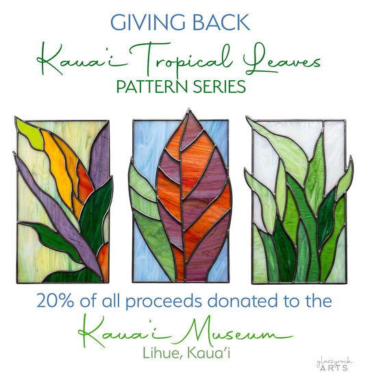 Tropical Stained Glass Plant Pattern - 3-Pack - PDF & PNG