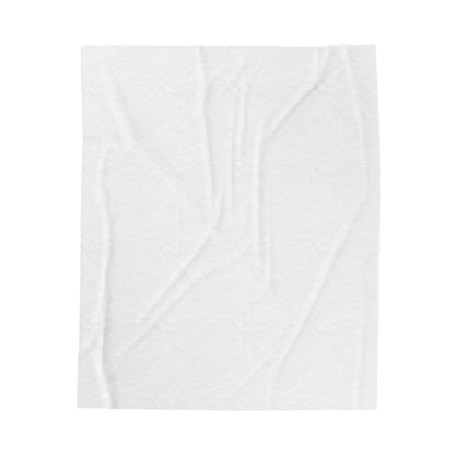 A crumpled white floral-embossed sheet of paper rests elegantly on the Stained Glass Flowers Soft Plush Blanket, set against a white background.