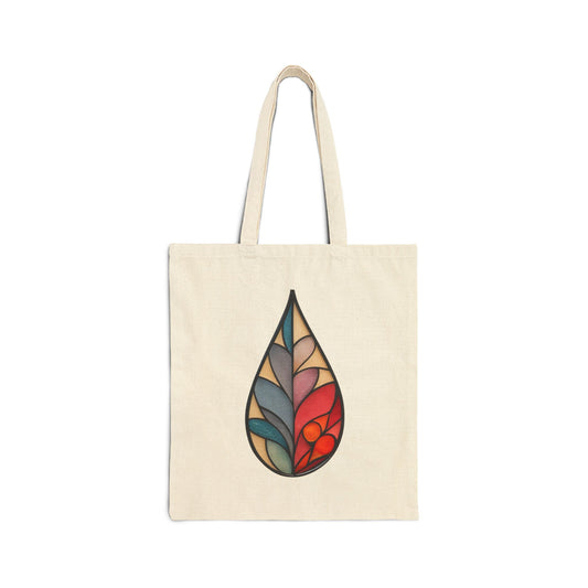 Stained Glass Raindrop Cotton Canvas Tote Bag