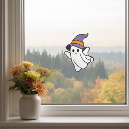 Four Ghost Stained Glass Patterns: Halloween Suncatcher Template (PDF & PNG)