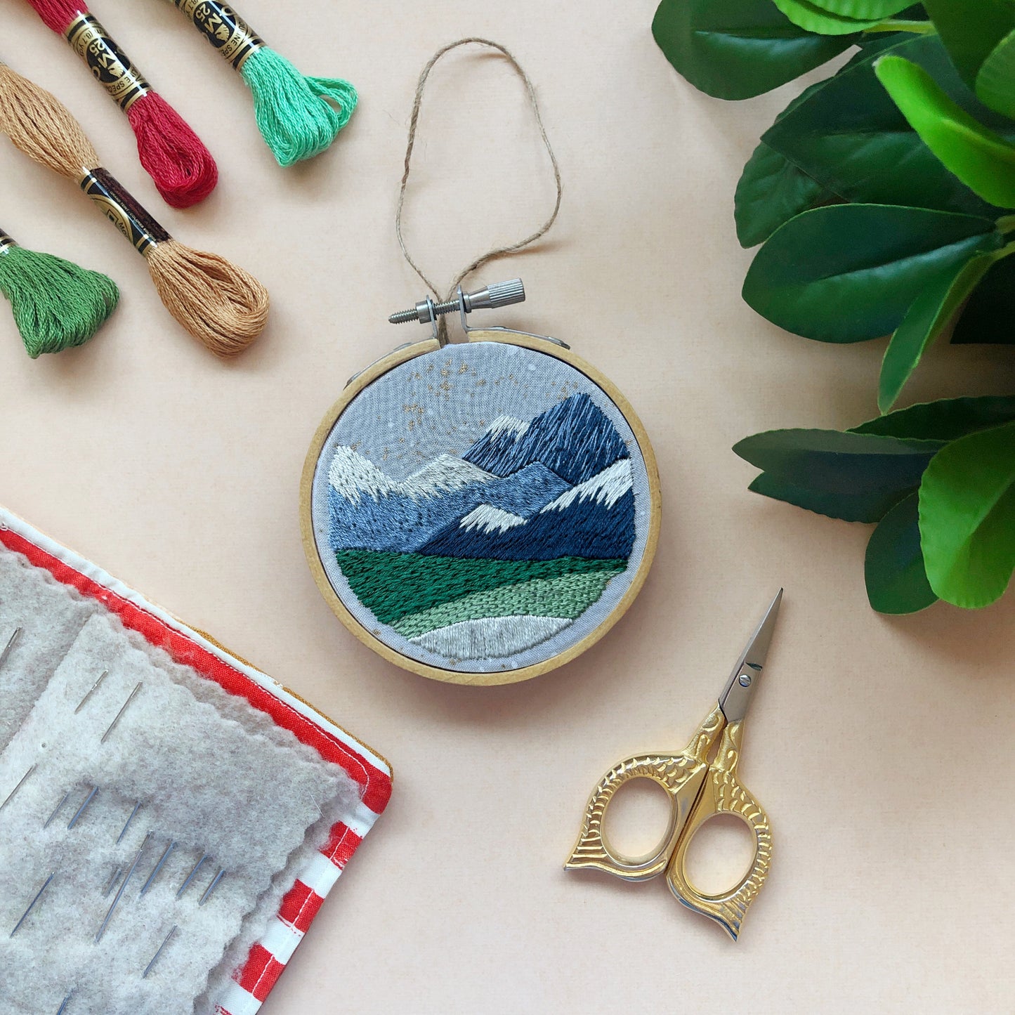 Mountains Are Calling Ornament - Mini Embroidery Kit for Beginners