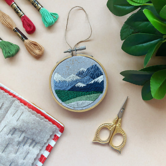 Mountains Are Calling Ornament - Mini Embroidery Kit for Beginners