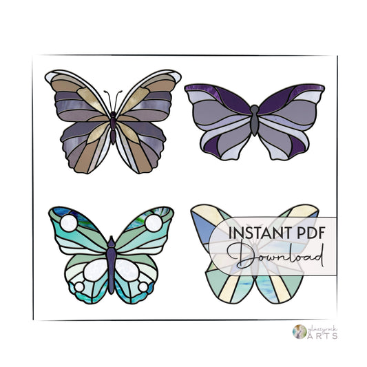 Butterflies Stained Glass Pattern Pack of 4