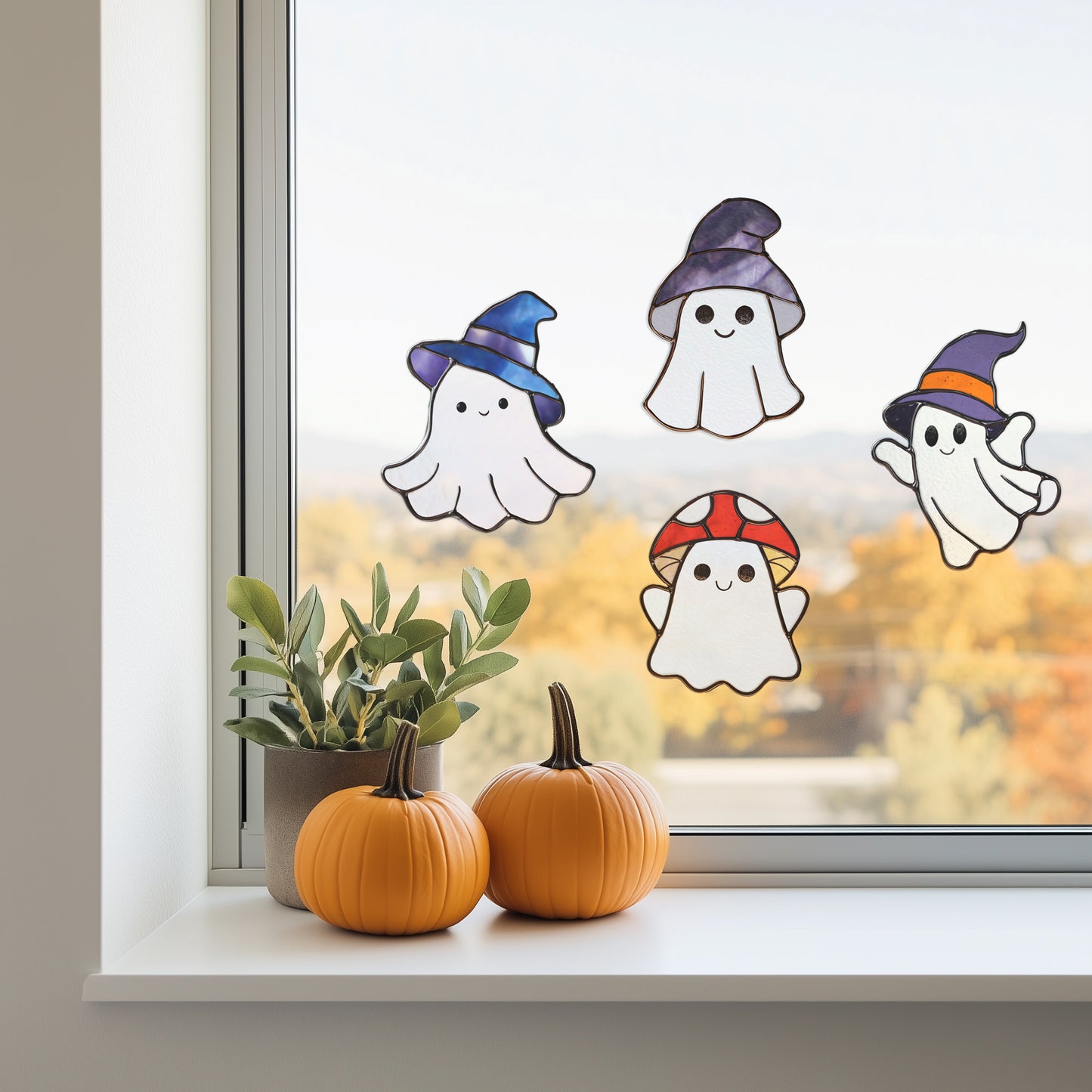 4 Cute Halloween Ghosts Patterns and PNGs