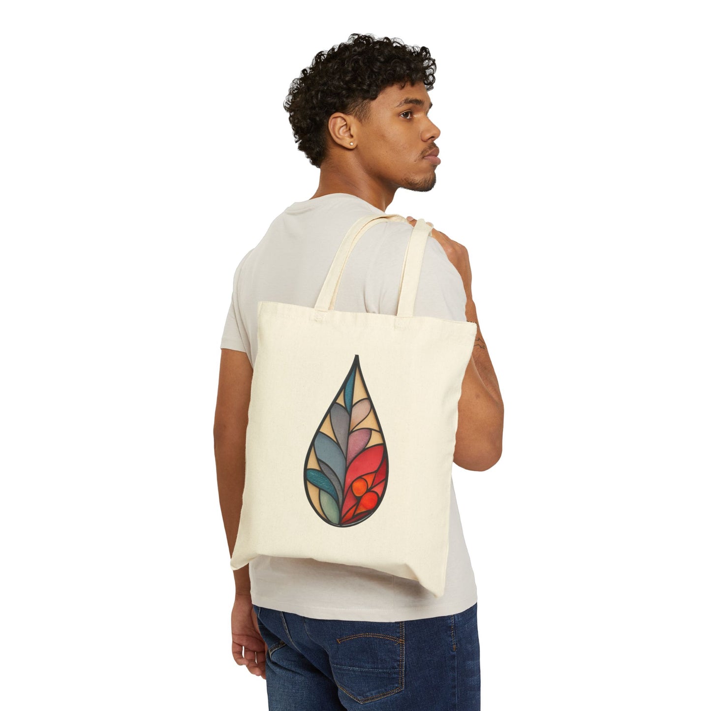 Stained Glass Raindrop Cotton Canvas Tote Bag