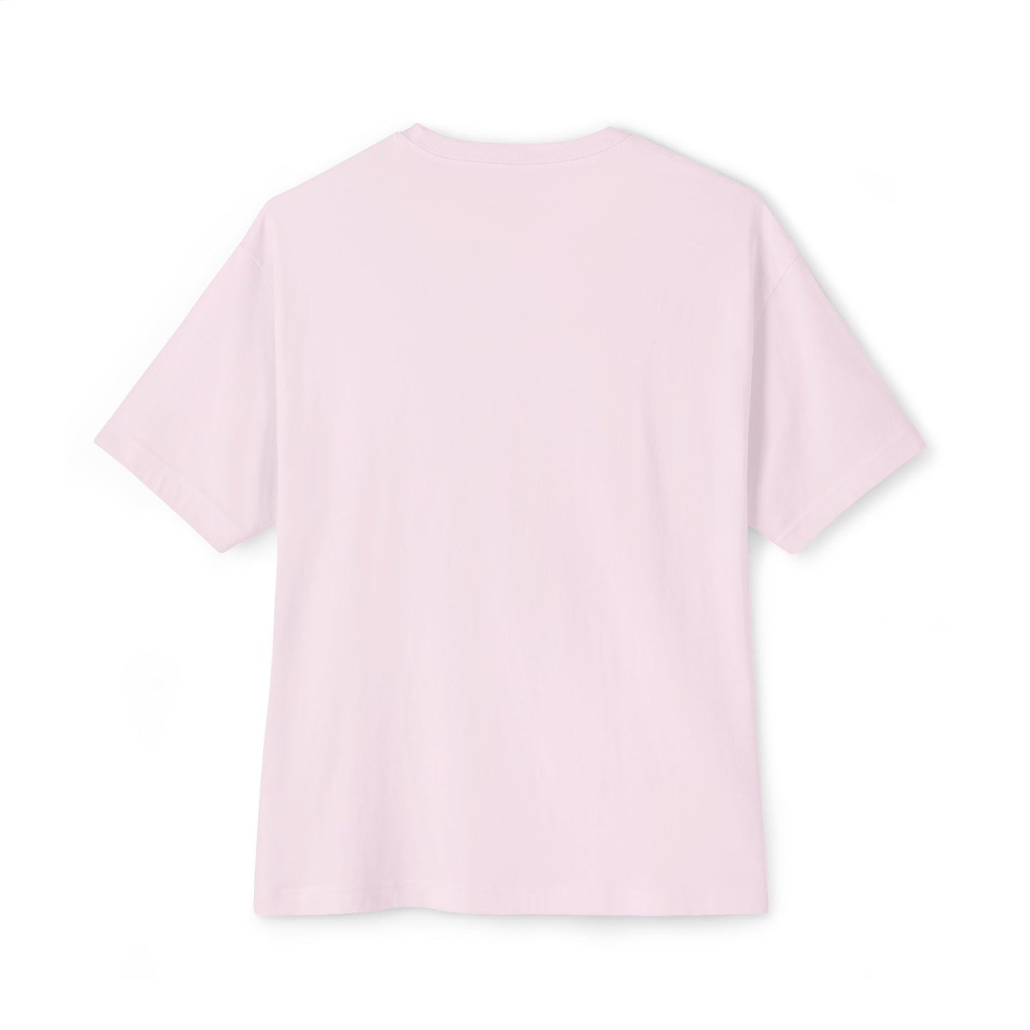 A plain light pink Stained Glass Hot Air Balloon Oversized Tee Shirt with short sleeves, shown from the back.