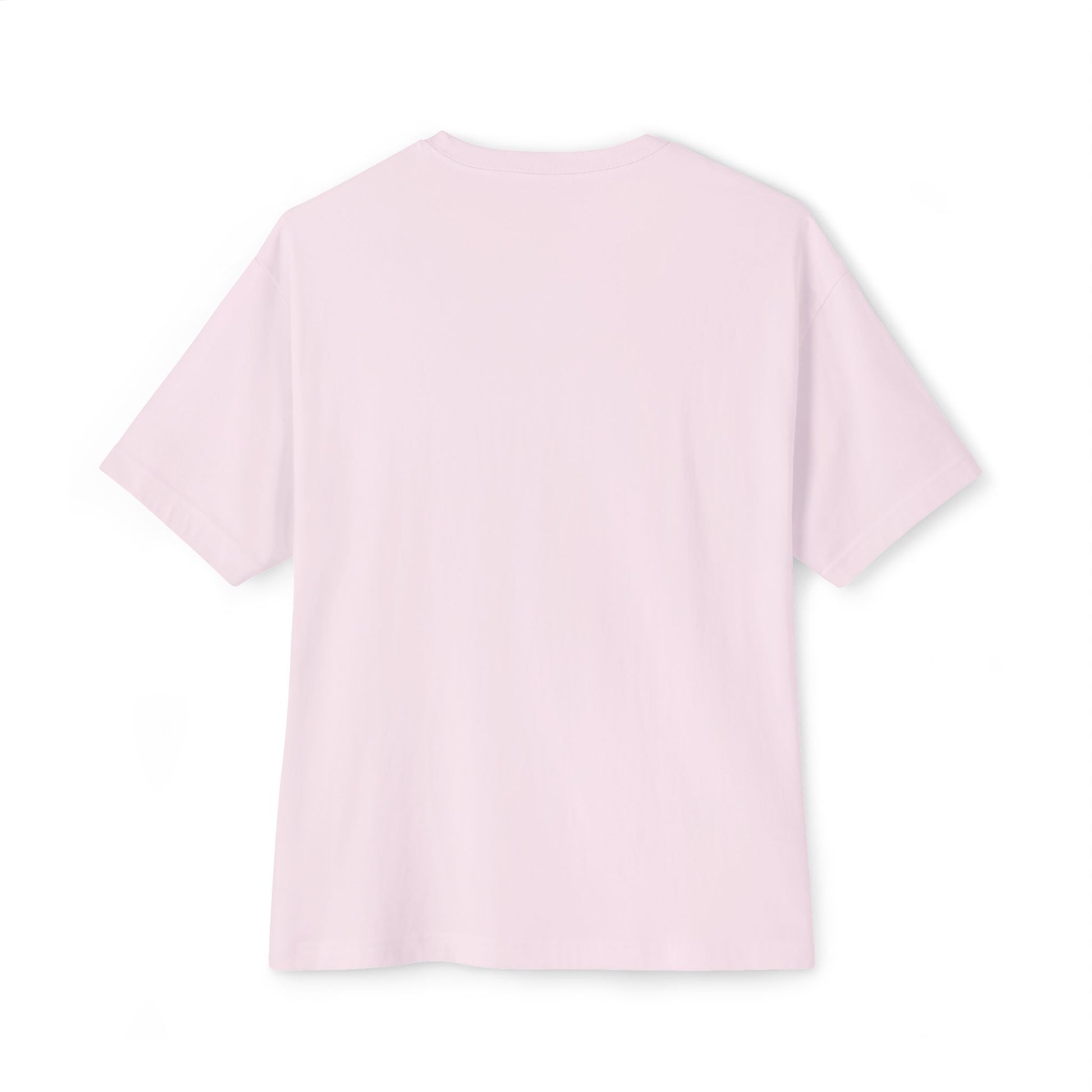 A plain light pink Stained Glass Hot Air Balloon Oversized Tee Shirt with short sleeves, shown from the back.