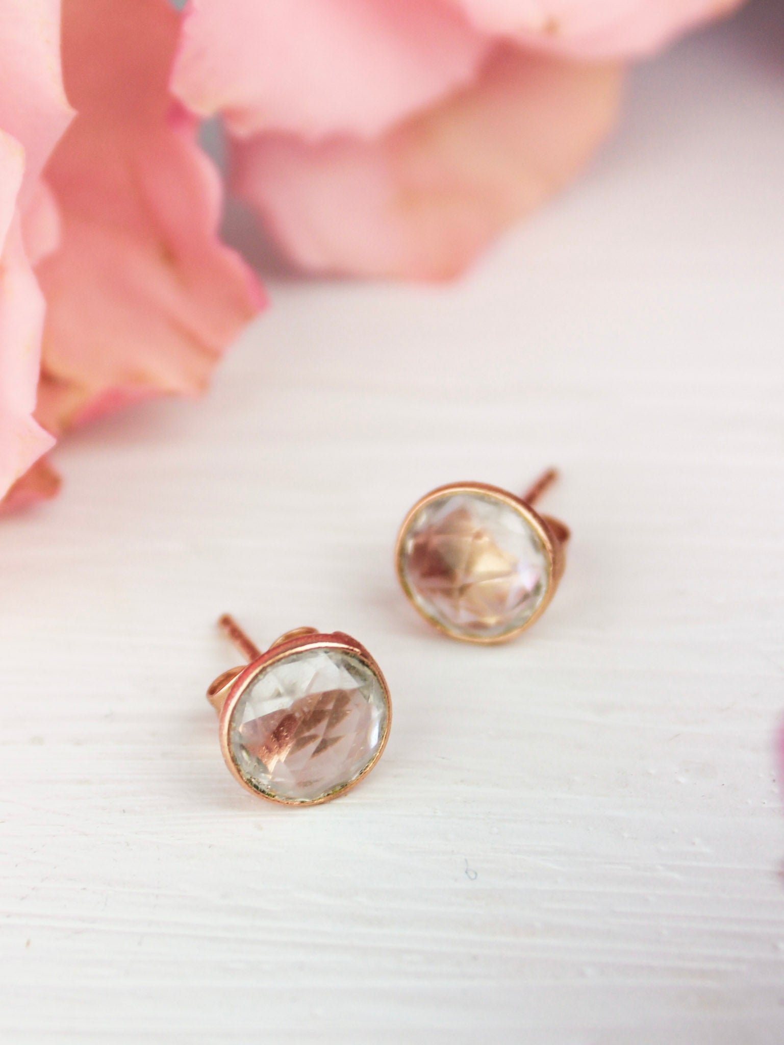 Pebble Stud Earrings - Rose Gold - Earrings from Ash & Rose