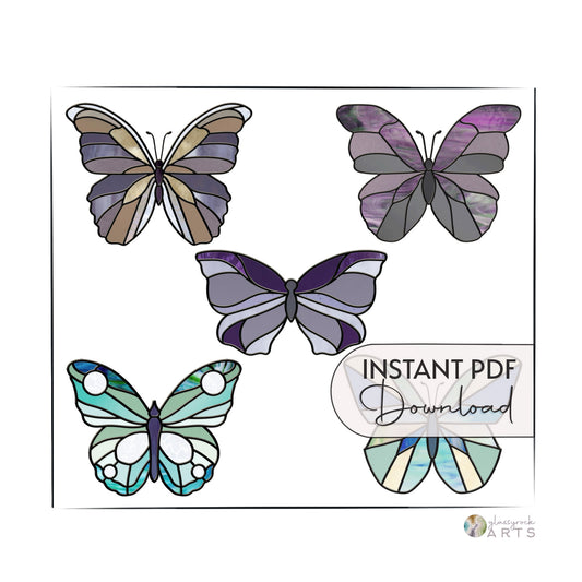Butterflies Stained Glass Pattern Value Pack of 5