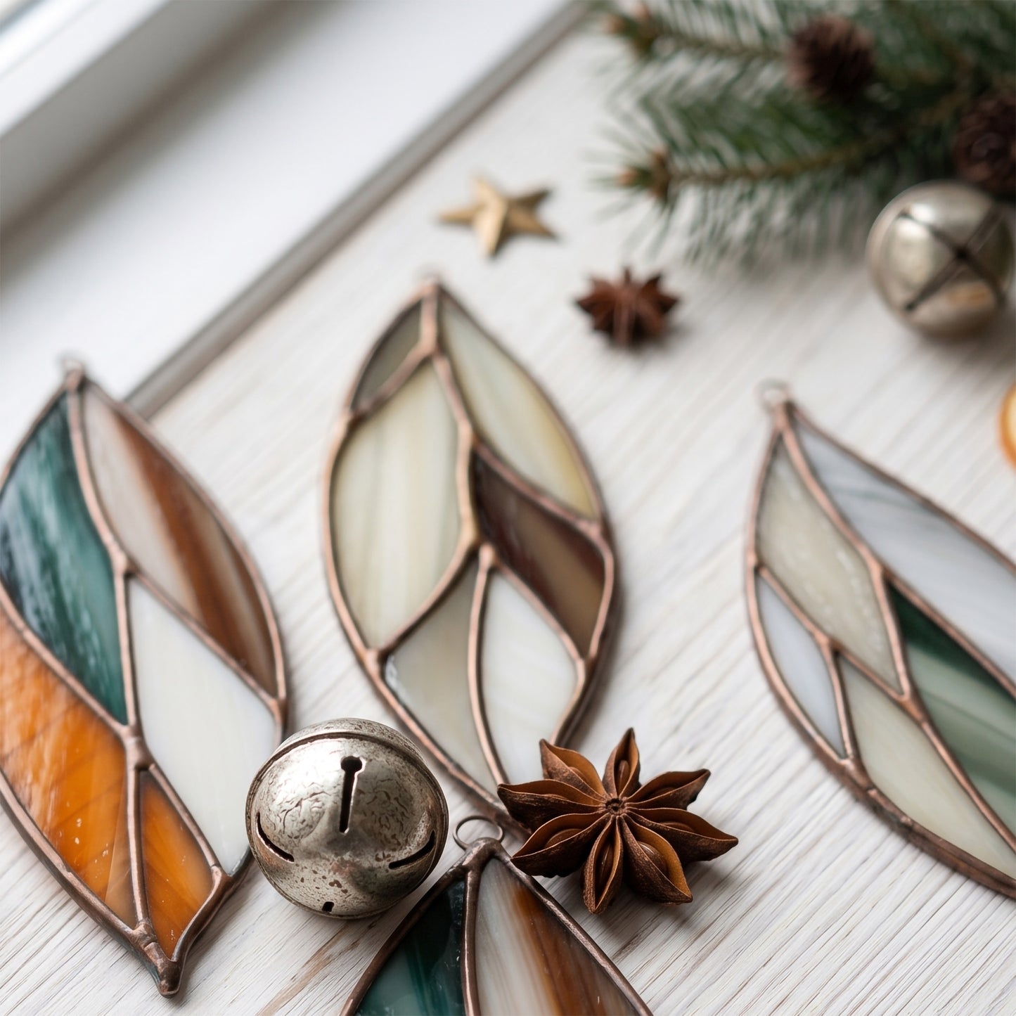Stained Glass Feathers Christmas Ornaments Pattern Pack