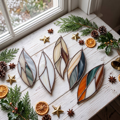 Stained Glass Feathers Christmas Ornaments Pattern Pack
