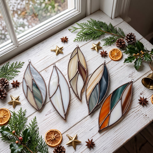 Stained Glass Feathers Christmas Ornaments Pattern Pack