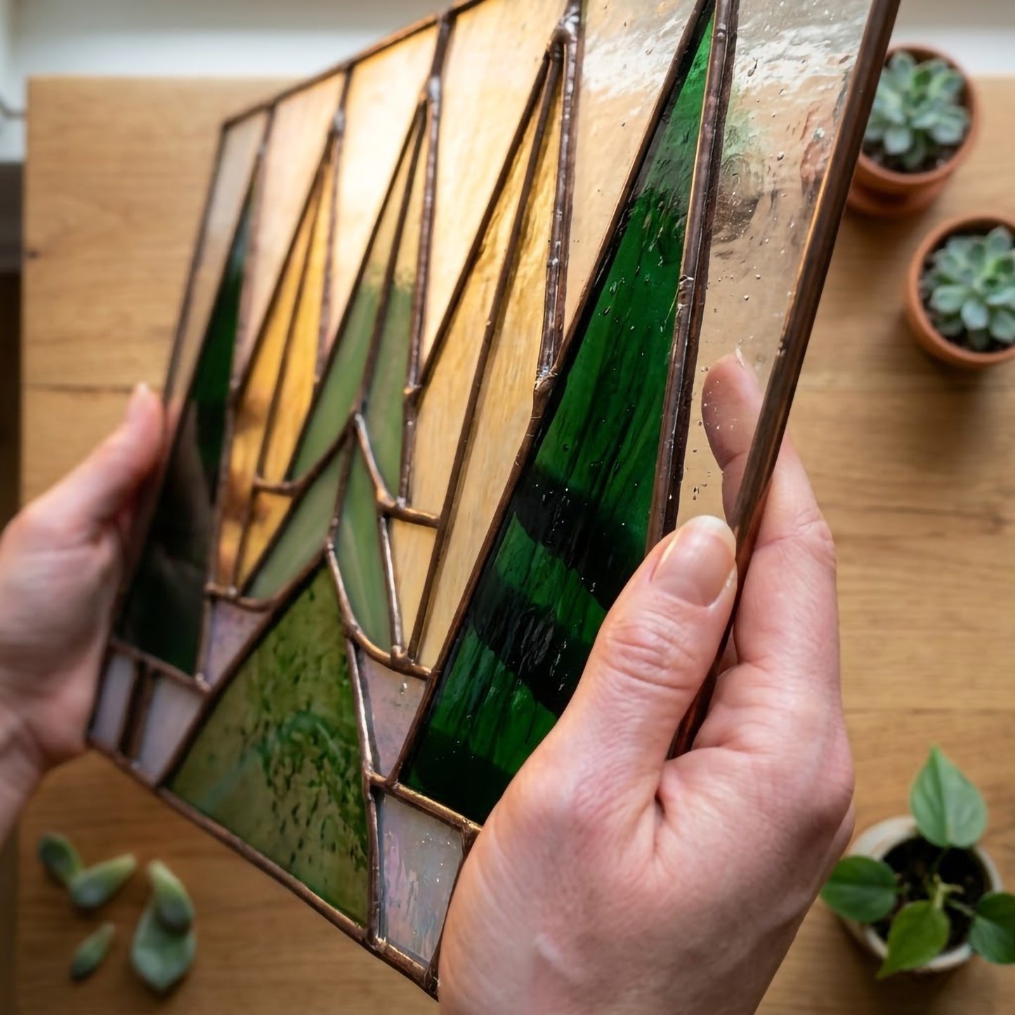 Five Trees Stained Glass Pattern and PNG