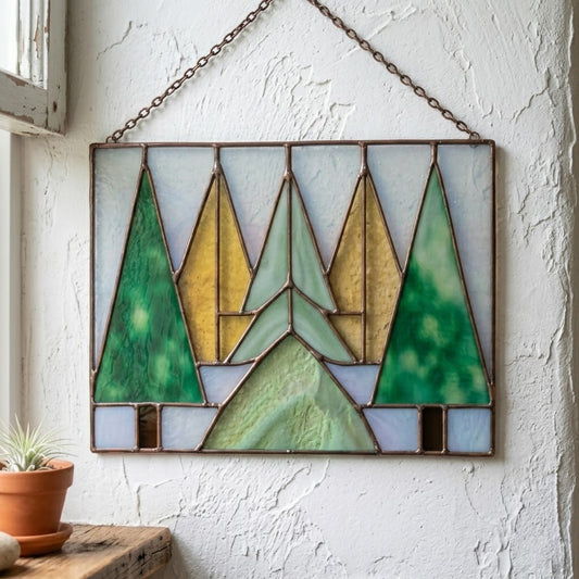 Five Trees Stained Glass Pattern and PNG