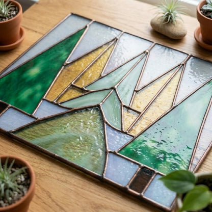 Five Trees Stained Glass Pattern and PNG