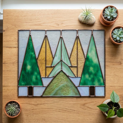 Five Trees Stained Glass Pattern and PNG