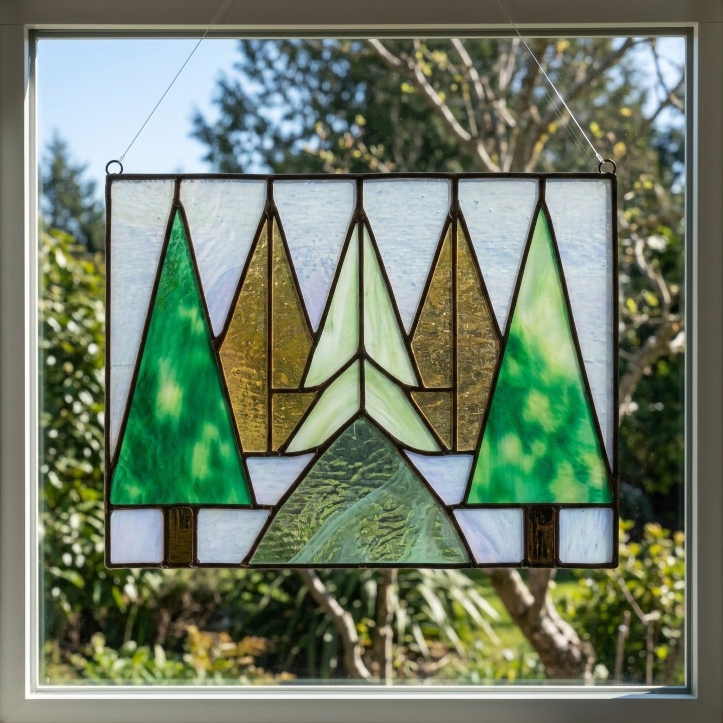 Five Trees Stained Glass Pattern and PNG