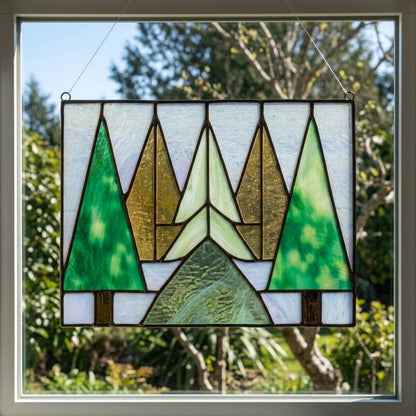 Five Trees Stained Glass Pattern and PNG