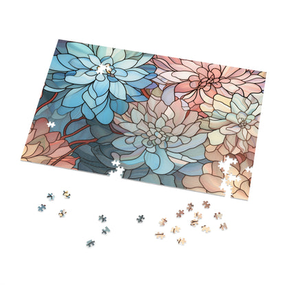 A picture of the Stained Glass Flowers Jigsaw Puzzle from GlassyRock Arts. 