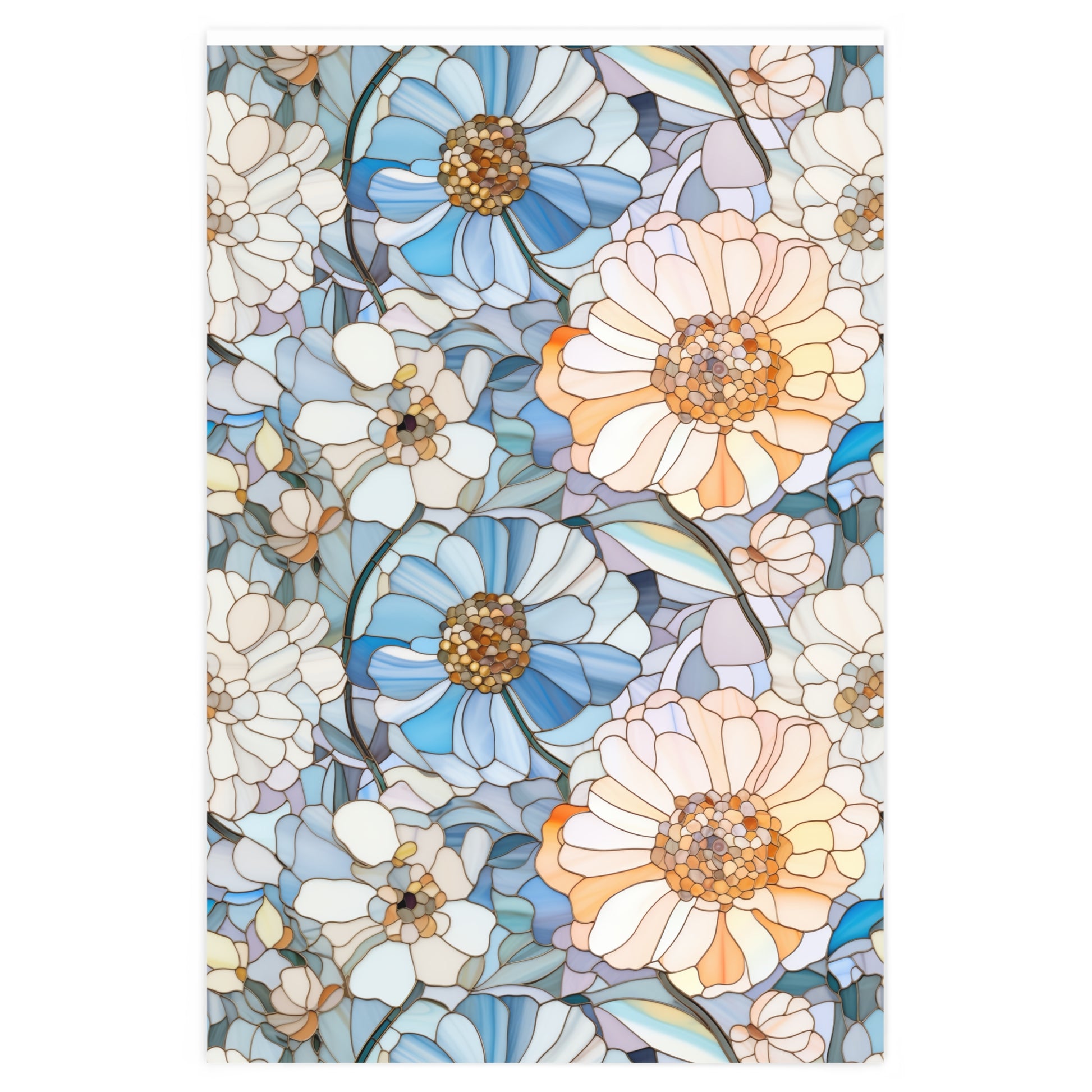 A picture of the Stained Glass Flowers Wrapping Paper from GlassyRock Arts. 