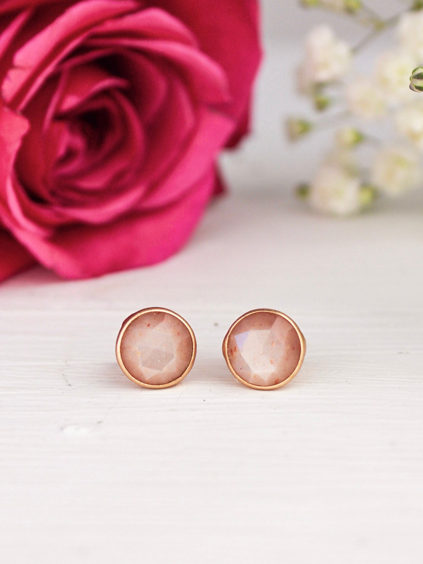 Pebble Stud Earrings - Rose Gold - Earrings from Ash & Rose
