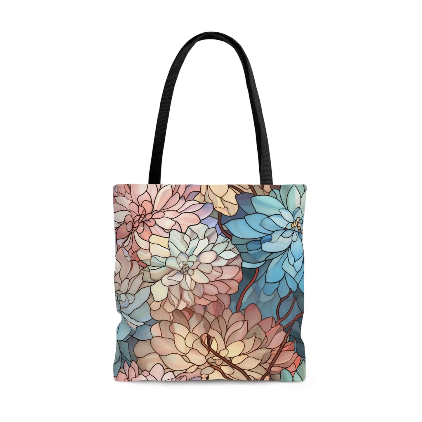 Stained Glass Flowers Tote Bag