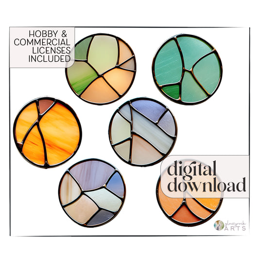 Round Stained Glass Christmas Ornaments Pattern Pack