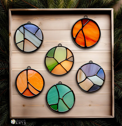 A picture of the Stained Glass Christmas Ornaments Pattern 10 Pack from GlassyRock Arts. 