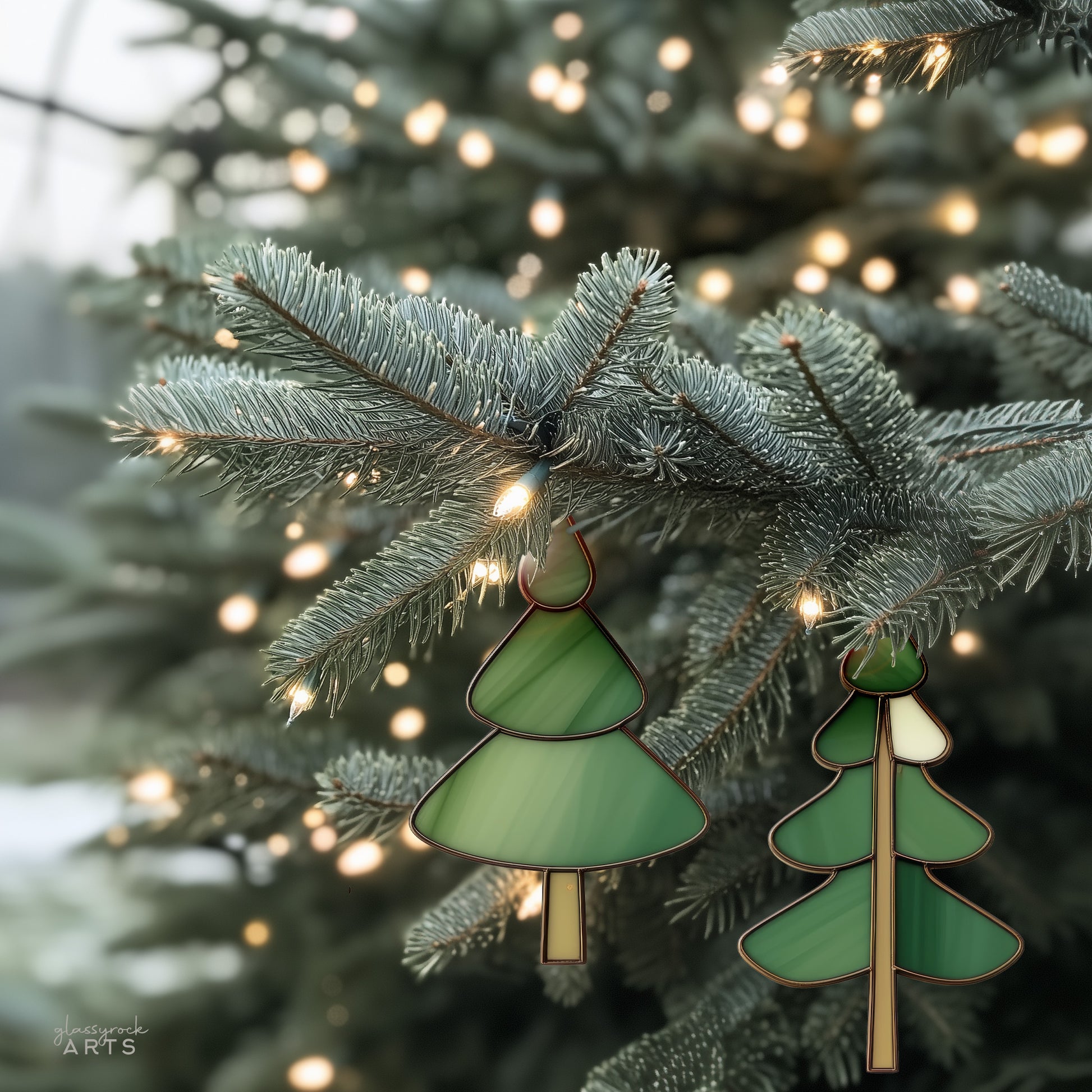 Christmas Fir Tree Stained Glass Patterns - Pack of 6 - Crafting Patterns & Molds, from GlassyRock Arts