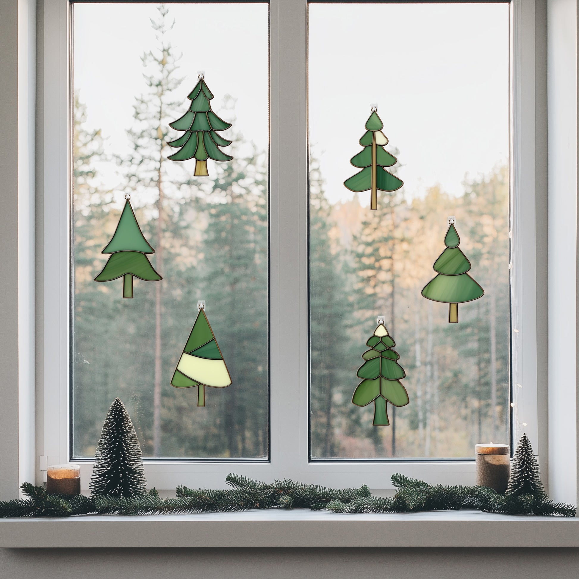 Christmas Fir Tree Stained Glass Patterns - Pack of 6 - Crafting Patterns & Molds, from GlassyRock Arts