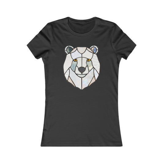 A Stained Glass Polar Bear Unisex Tee Shirt by Bella+Canvas, featuring a sweet white polar bear face made from stained glass.