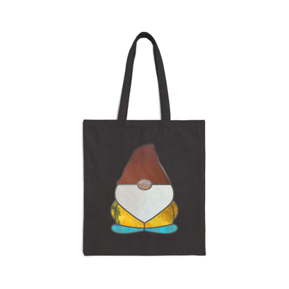 Stained Glass Gnome Cotton Canvas Tote Bag