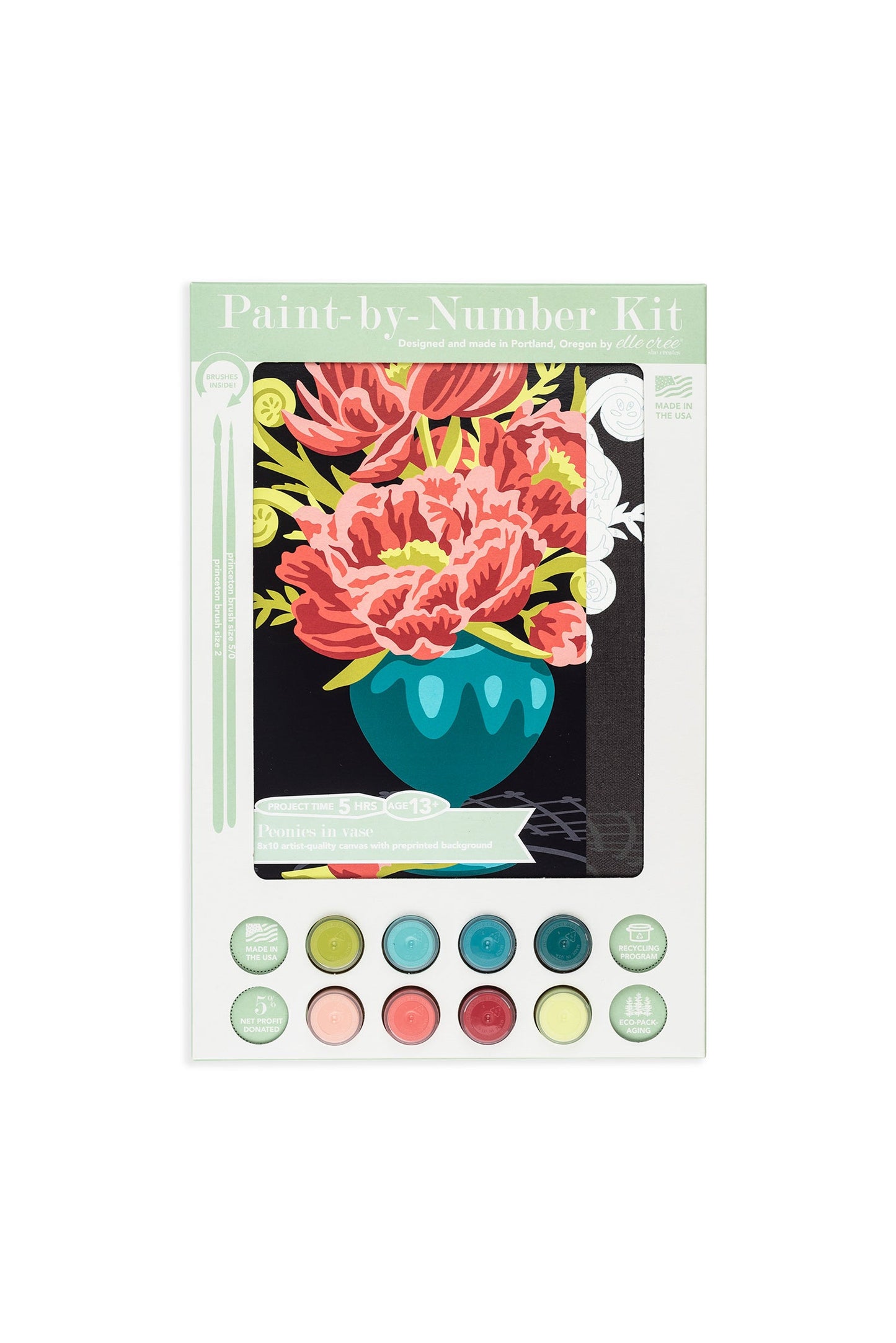 Peonies in Vase | 8x10 paint-by-number kit - Paint-by-Number Kit from Elle Crée