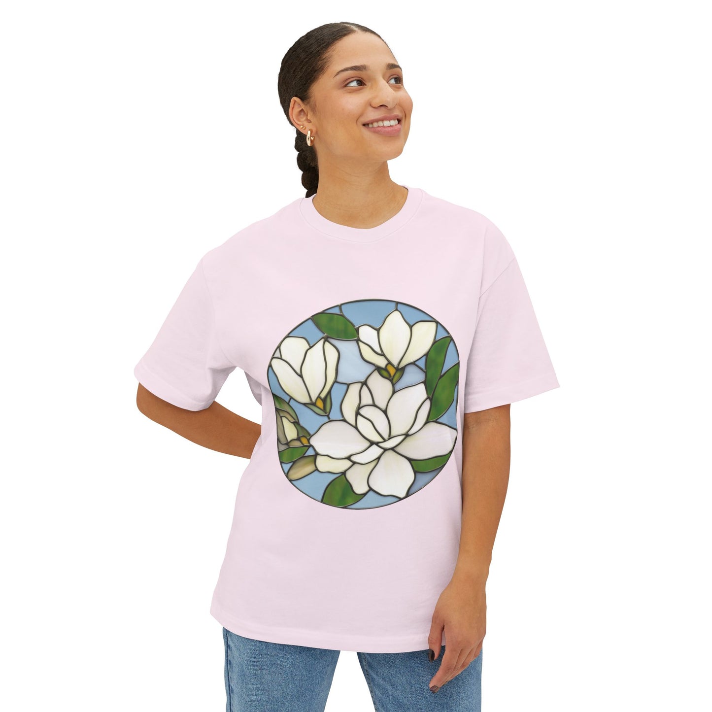 Stained Glass Magnolia Oversized Tee Shirt