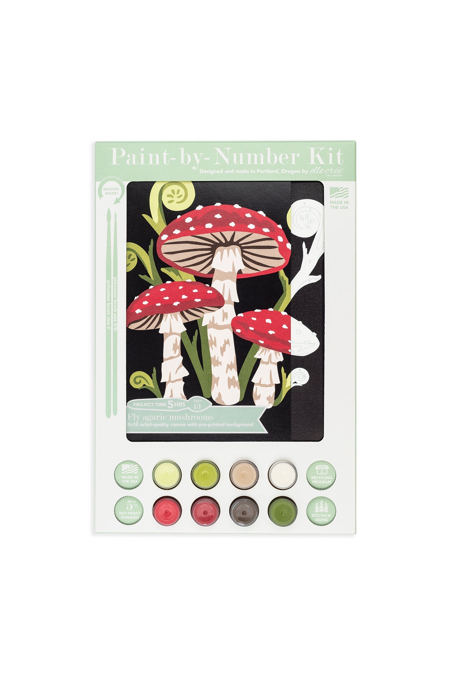 Fly Agaric Mushrooms | 8x10 paint-by-number kit - Paint-by-Number Kit from Elle Crée