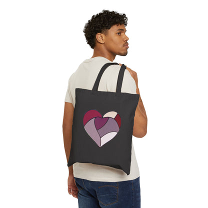 Stained Glass Heart Cotton Canvas Tote Bag