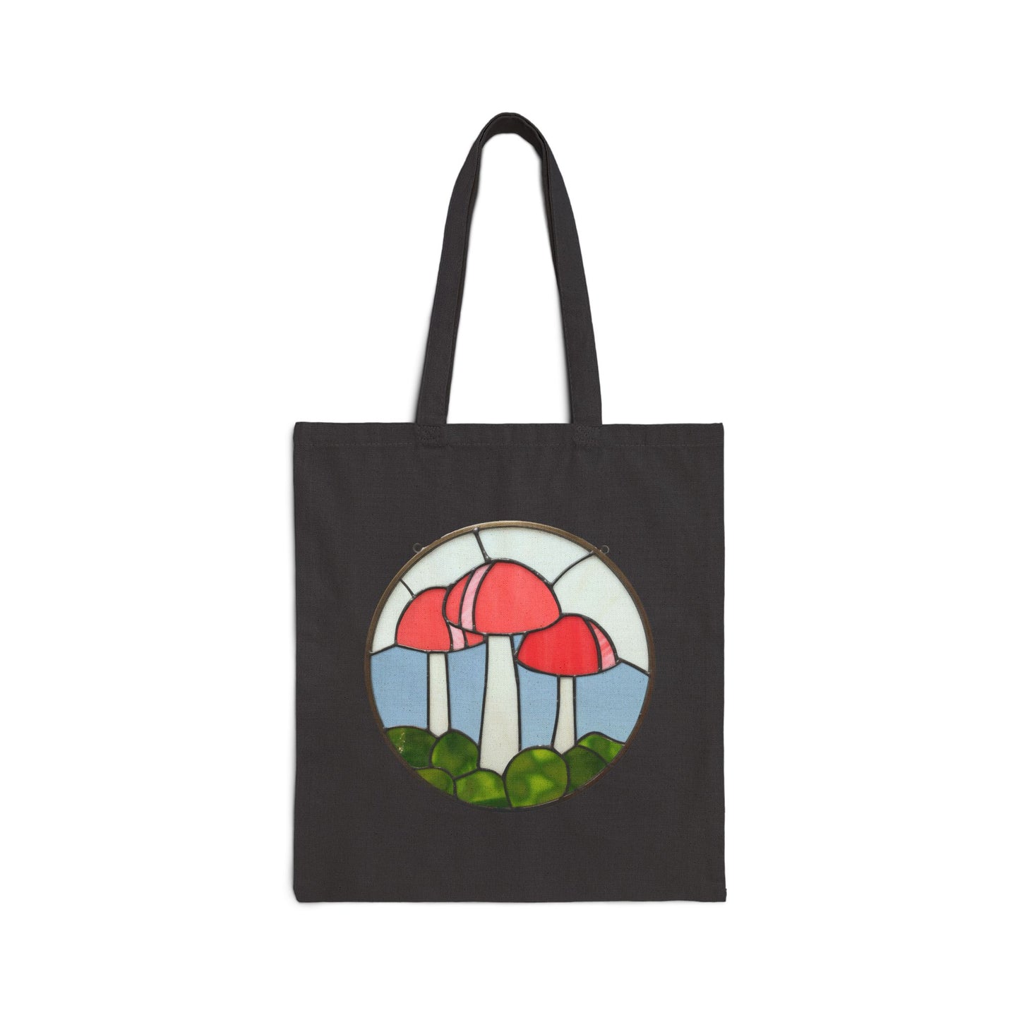 Stained Glass Mushrooms Cotton Canvas Tote Bag