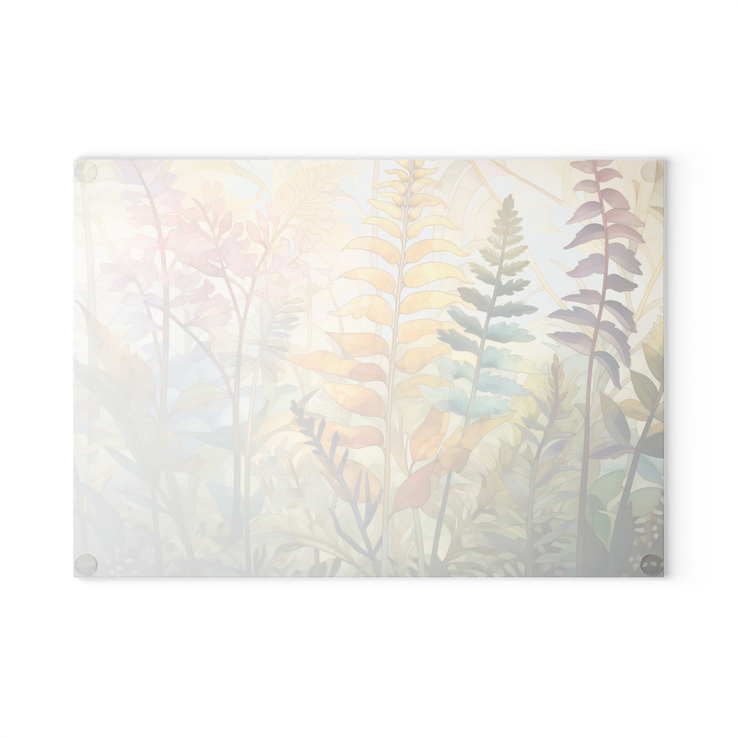 Stained Glass Pastel Ferns Glass Cutting Board