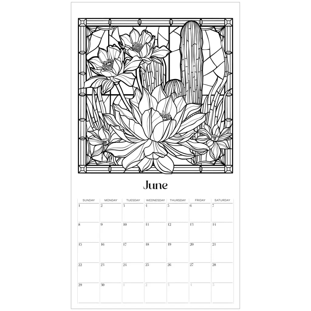 2025 Coloring Book Wall Calendar - Western - GlassyRock Arts 2025-coloring-book-wall-calendar-western-glassyrock-arts